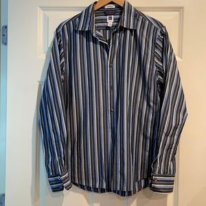 Gap Men’s Striped Long Sleeved Dress Shirt, Medium